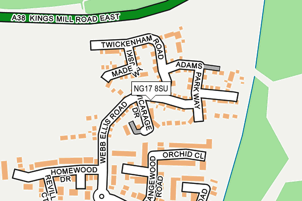 NG17 8SU map - OS OpenMap – Local (Ordnance Survey)