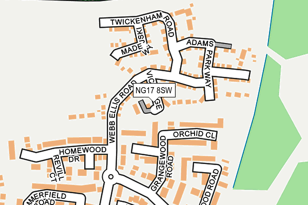 NG17 8SW map - OS OpenMap – Local (Ordnance Survey)