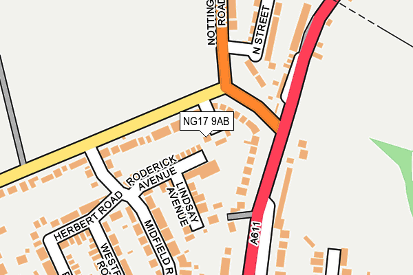 NG17 9AB map - OS OpenMap – Local (Ordnance Survey)