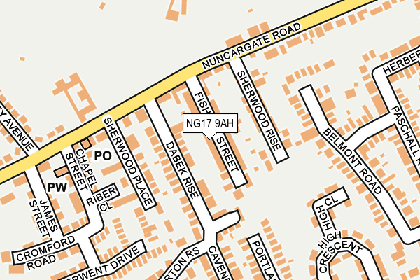 NG17 9AH map - OS OpenMap – Local (Ordnance Survey)