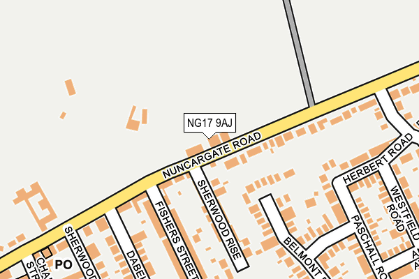 NG17 9AJ map - OS OpenMap – Local (Ordnance Survey)