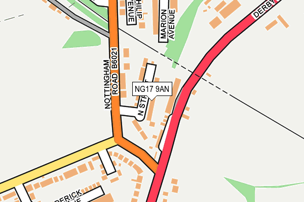 NG17 9AN map - OS OpenMap – Local (Ordnance Survey)