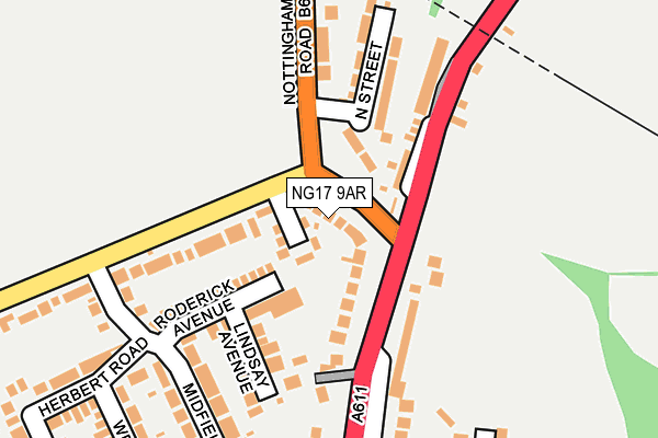 NG17 9AR map - OS OpenMap – Local (Ordnance Survey)