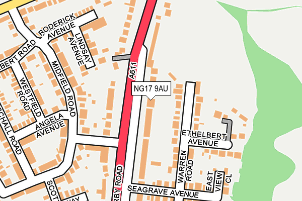 NG17 9AU map - OS OpenMap – Local (Ordnance Survey)