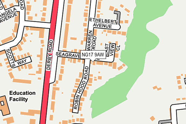 NG17 9AW map - OS OpenMap – Local (Ordnance Survey)