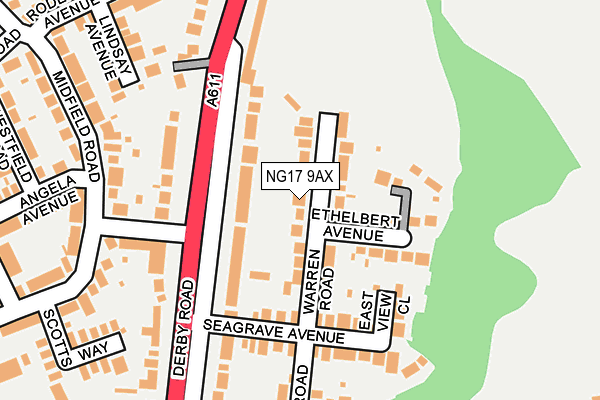 NG17 9AX map - OS OpenMap – Local (Ordnance Survey)