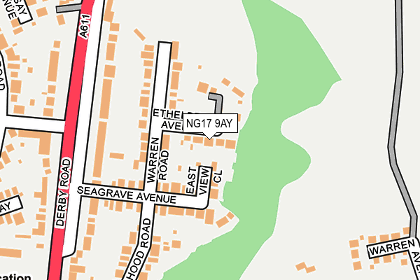 NG17 9AY map - OS OpenMap – Local (Ordnance Survey)