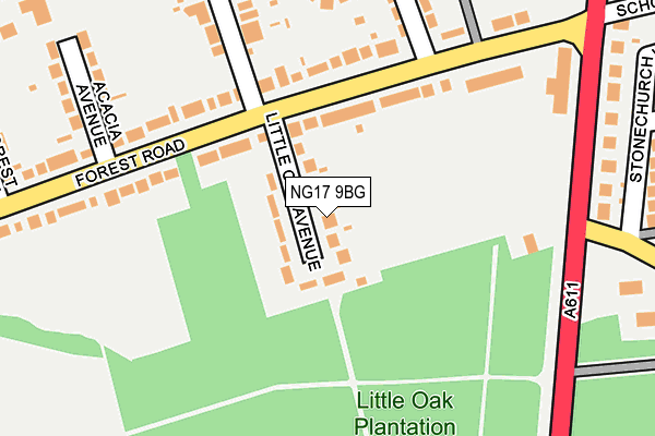 NG17 9BG map - OS OpenMap – Local (Ordnance Survey)