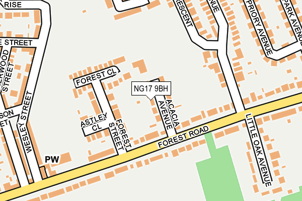 NG17 9BH map - OS OpenMap – Local (Ordnance Survey)