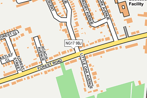 NG17 9BJ map - OS OpenMap – Local (Ordnance Survey)