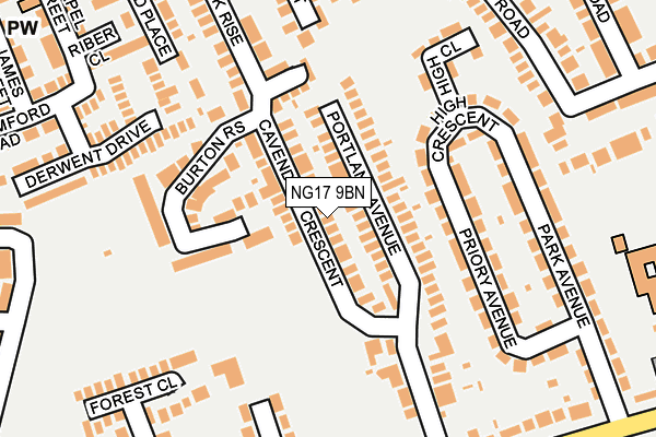 NG17 9BN map - OS OpenMap – Local (Ordnance Survey)