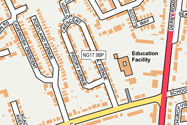 NG17 9BP map - OS OpenMap – Local (Ordnance Survey)