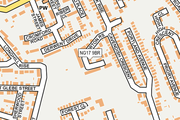 NG17 9BR map - OS OpenMap – Local (Ordnance Survey)