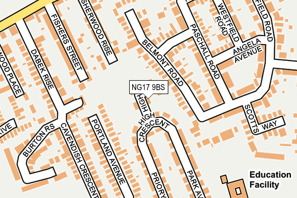 NG17 9BS map - OS OpenMap – Local (Ordnance Survey)