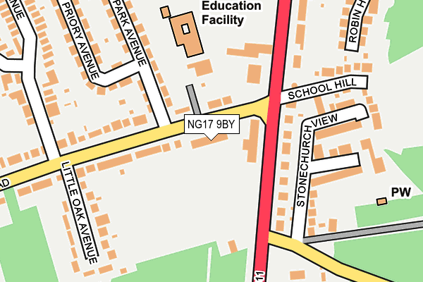 NG17 9BY map - OS OpenMap – Local (Ordnance Survey)