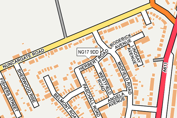 NG17 9DD map - OS OpenMap – Local (Ordnance Survey)