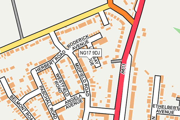 NG17 9DJ map - OS OpenMap – Local (Ordnance Survey)