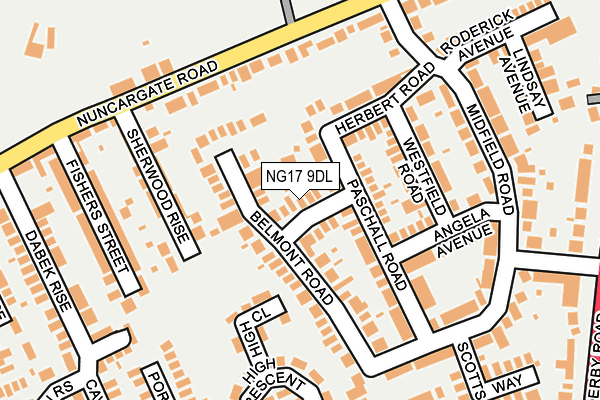 NG17 9DL map - OS OpenMap – Local (Ordnance Survey)