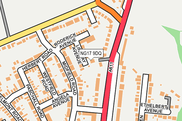 NG17 9DQ map - OS OpenMap – Local (Ordnance Survey)