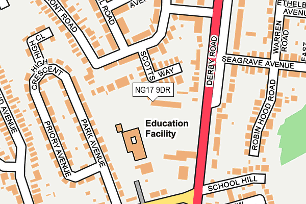 NG17 9DR map - OS OpenMap – Local (Ordnance Survey)