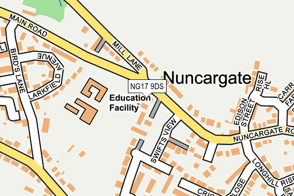 NG17 9DS map - OS OpenMap – Local (Ordnance Survey)