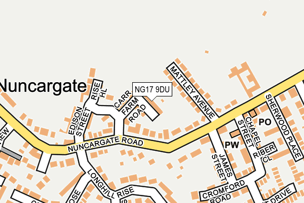 NG17 9DU map - OS OpenMap – Local (Ordnance Survey)