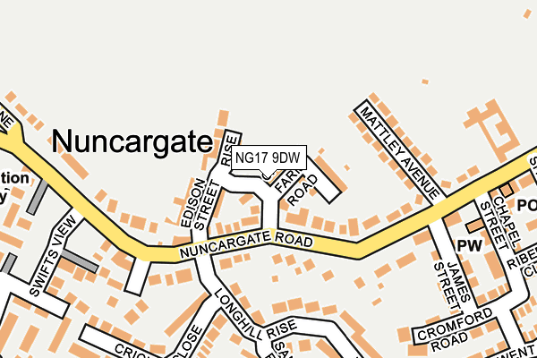 NG17 9DW map - OS OpenMap – Local (Ordnance Survey)