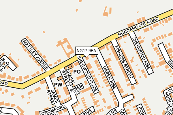 NG17 9EA map - OS OpenMap – Local (Ordnance Survey)