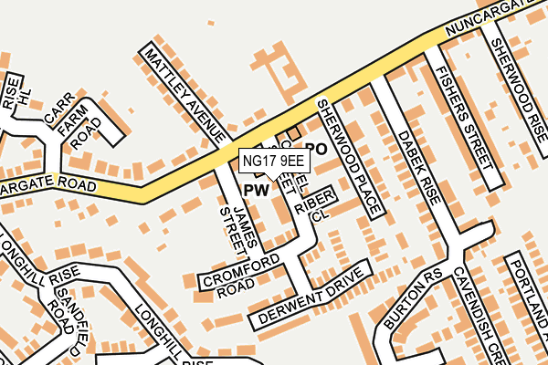 NG17 9EE map - OS OpenMap – Local (Ordnance Survey)