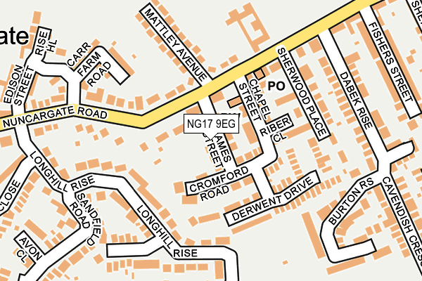 NG17 9EG map - OS OpenMap – Local (Ordnance Survey)