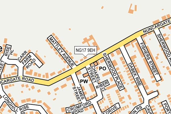 NG17 9EH map - OS OpenMap – Local (Ordnance Survey)