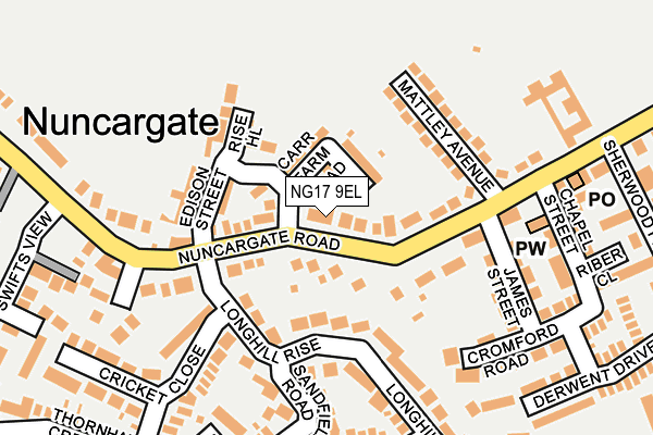 NG17 9EL map - OS OpenMap – Local (Ordnance Survey)
