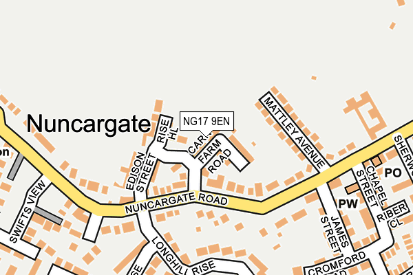 NG17 9EN map - OS OpenMap – Local (Ordnance Survey)