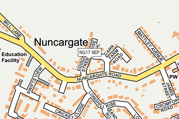 NG17 9EP map - OS OpenMap – Local (Ordnance Survey)