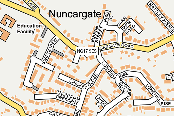NG17 9ES map - OS OpenMap – Local (Ordnance Survey)