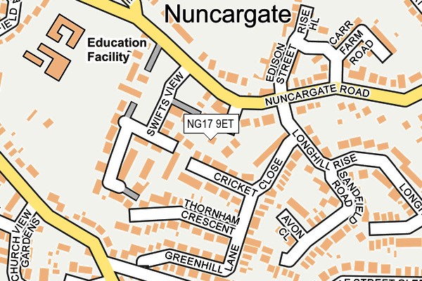 NG17 9ET map - OS OpenMap – Local (Ordnance Survey)