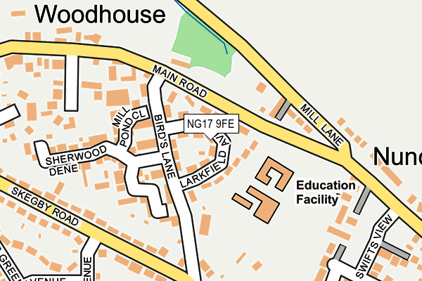 NG17 9FE map - OS OpenMap – Local (Ordnance Survey)