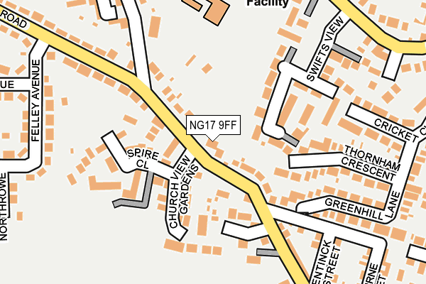 NG17 9FF map - OS OpenMap – Local (Ordnance Survey)