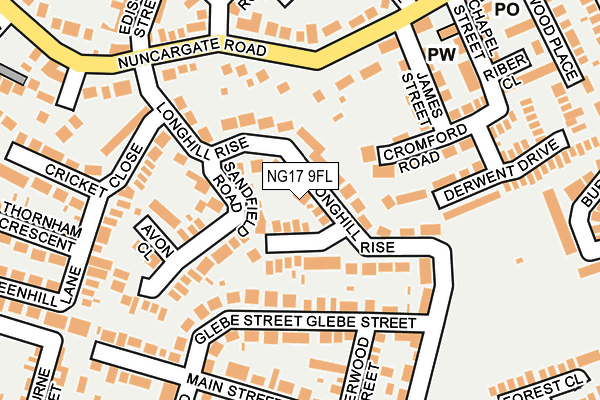 NG17 9FL map - OS OpenMap – Local (Ordnance Survey)