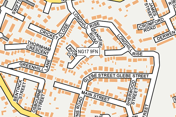 NG17 9FN map - OS OpenMap – Local (Ordnance Survey)