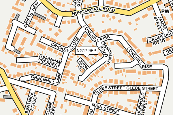 NG17 9FP map - OS OpenMap – Local (Ordnance Survey)