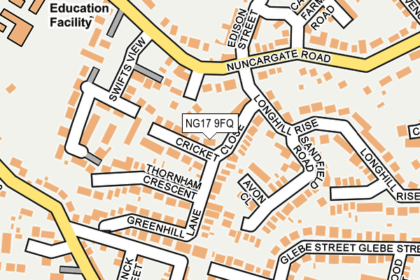 NG17 9FQ map - OS OpenMap – Local (Ordnance Survey)