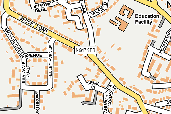 NG17 9FR map - OS OpenMap – Local (Ordnance Survey)