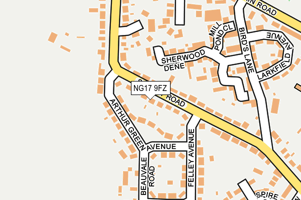 NG17 9FZ map - OS OpenMap – Local (Ordnance Survey)