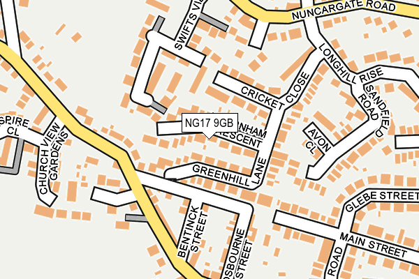NG17 9GB map - OS OpenMap – Local (Ordnance Survey)
