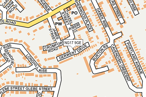 NG17 9GE map - OS OpenMap – Local (Ordnance Survey)