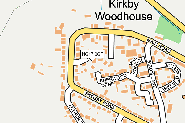 NG17 9GF map - OS OpenMap – Local (Ordnance Survey)