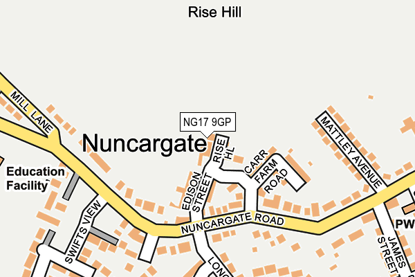 NG17 9GP map - OS OpenMap – Local (Ordnance Survey)