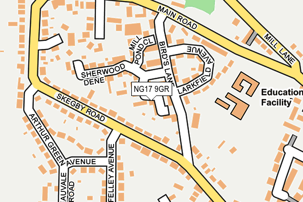 NG17 9GR map - OS OpenMap – Local (Ordnance Survey)