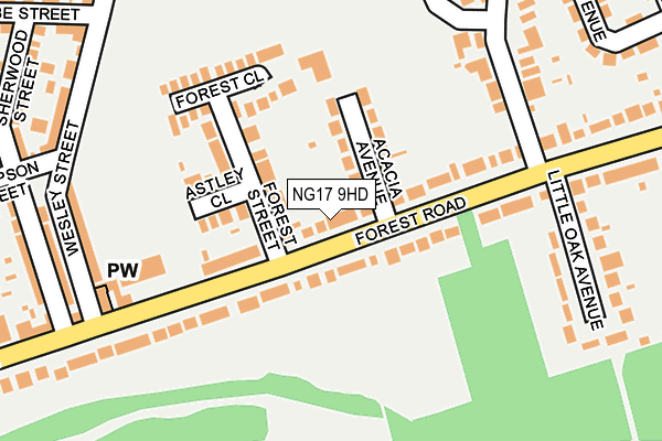 NG17 9HD map - OS OpenMap – Local (Ordnance Survey)